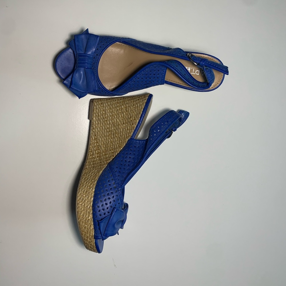 Blue Slingback Wedges